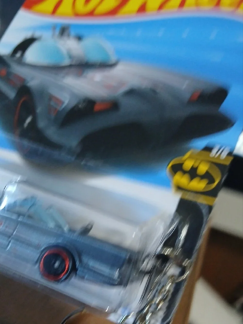 Silver & Red Retro Bat-Car Keychain Card Holder